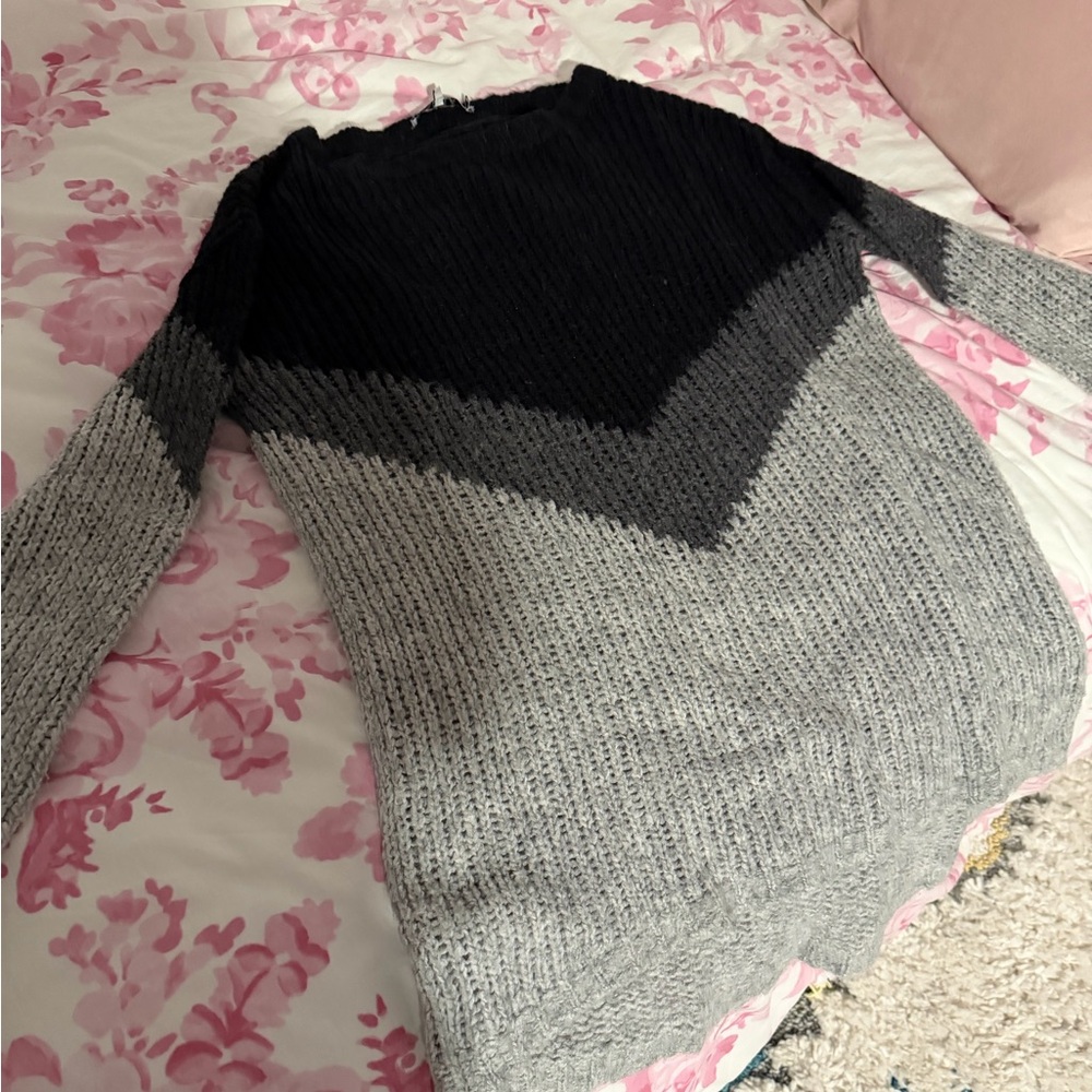 Pam & Gela Black and Gray Chevron Sweater